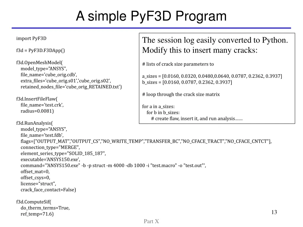 a simple pyf3d program