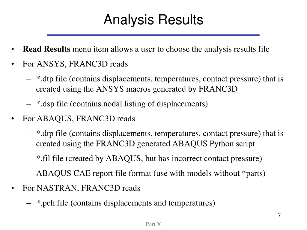 analysis results