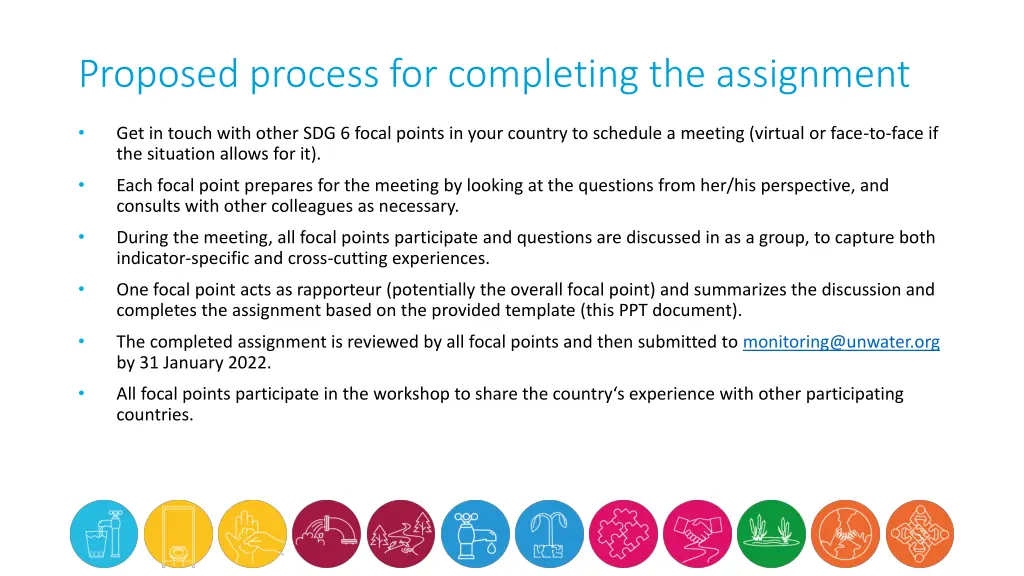 proposed process for completing the assignment