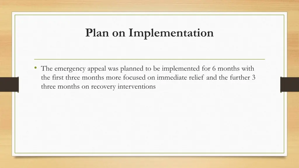 plan on implementation