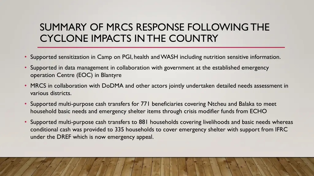 summary of mrcs response following the cyclone 1