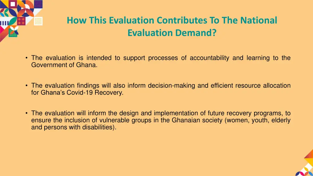 how this evaluation contributes to the national