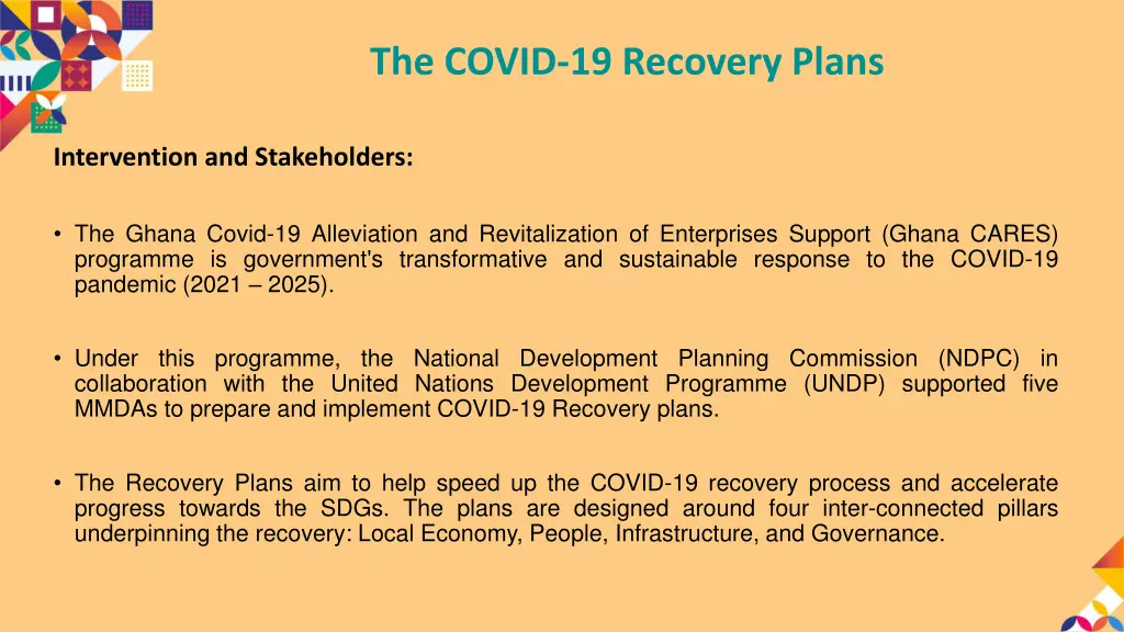 the covid 19 recovery plans