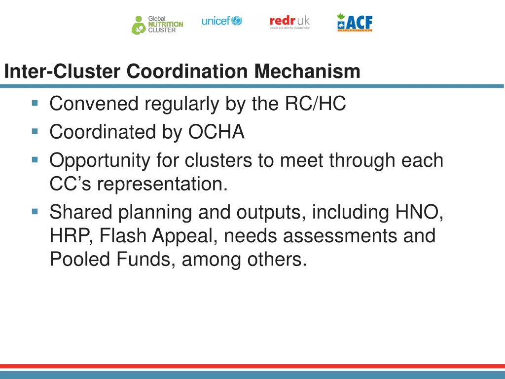 inter cluster coordination mechanism convened