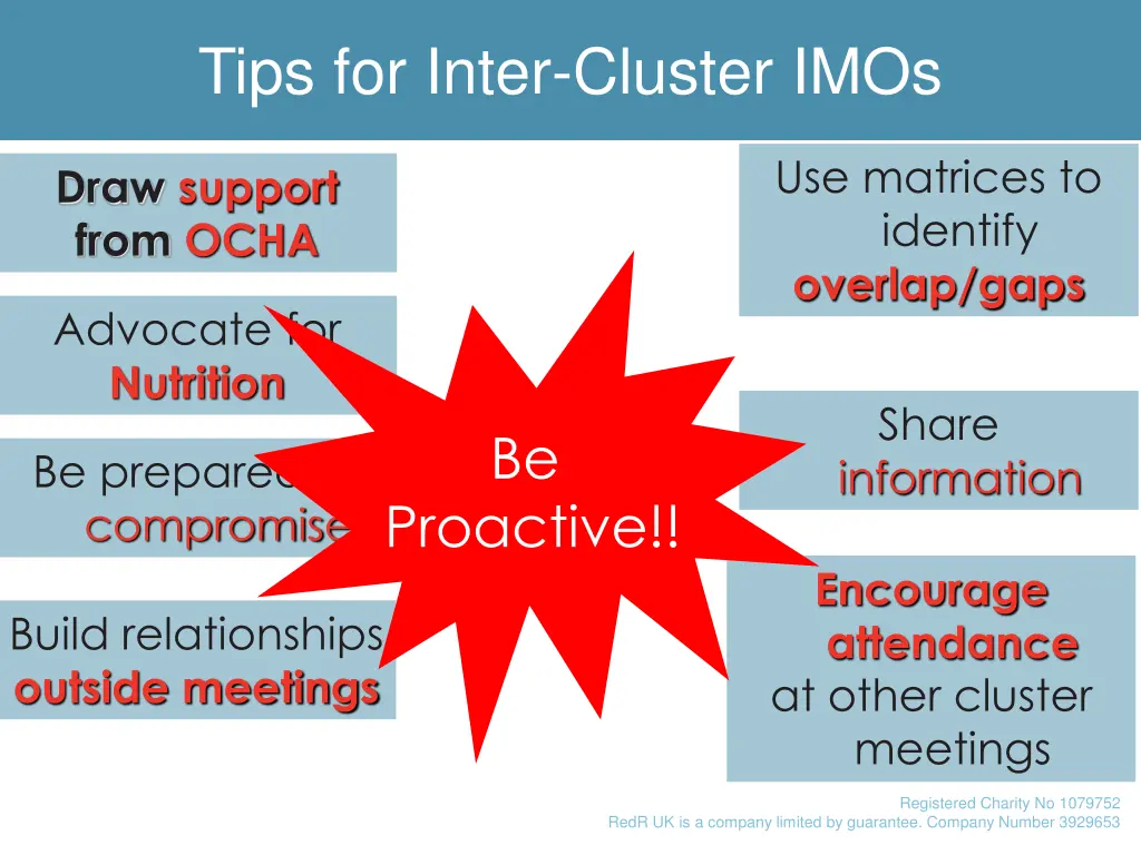 tips for inter cluster imos