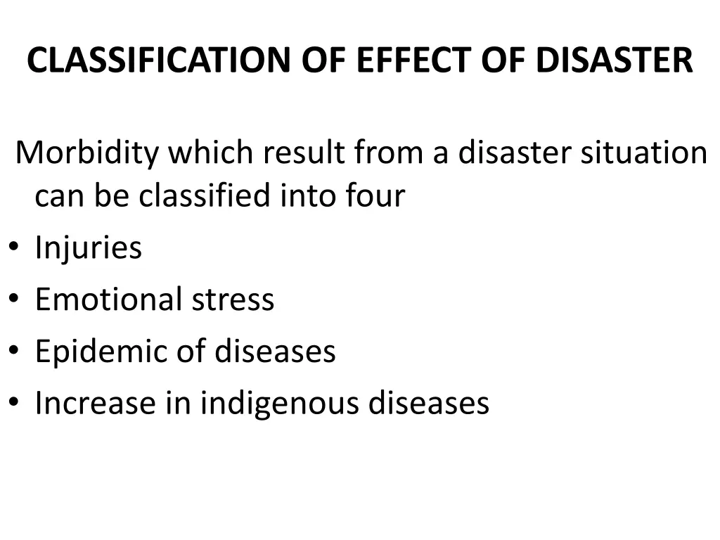 classification of effect of disaster