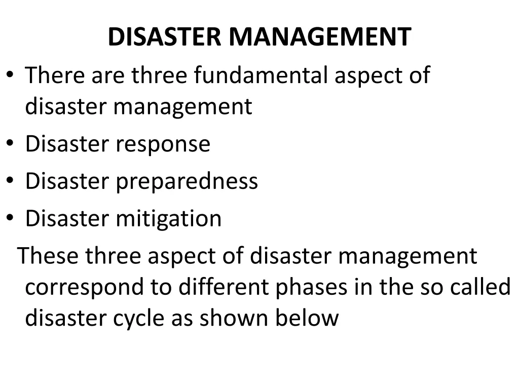 disaster management there are three fundamental