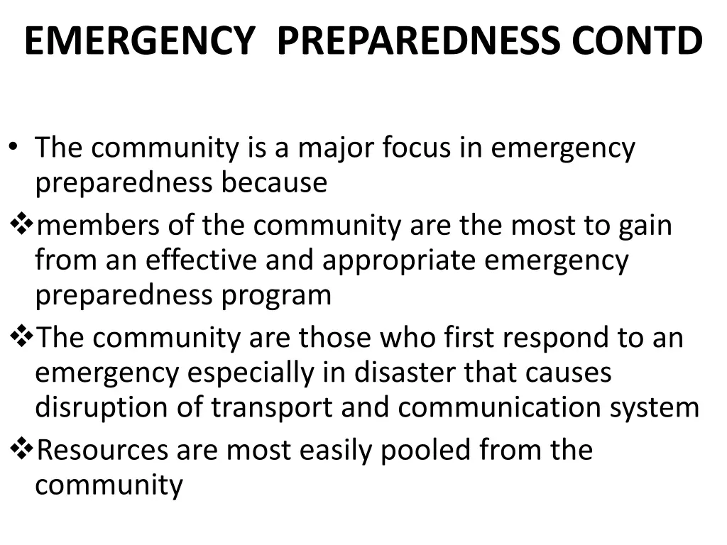 emergency preparedness contd 1