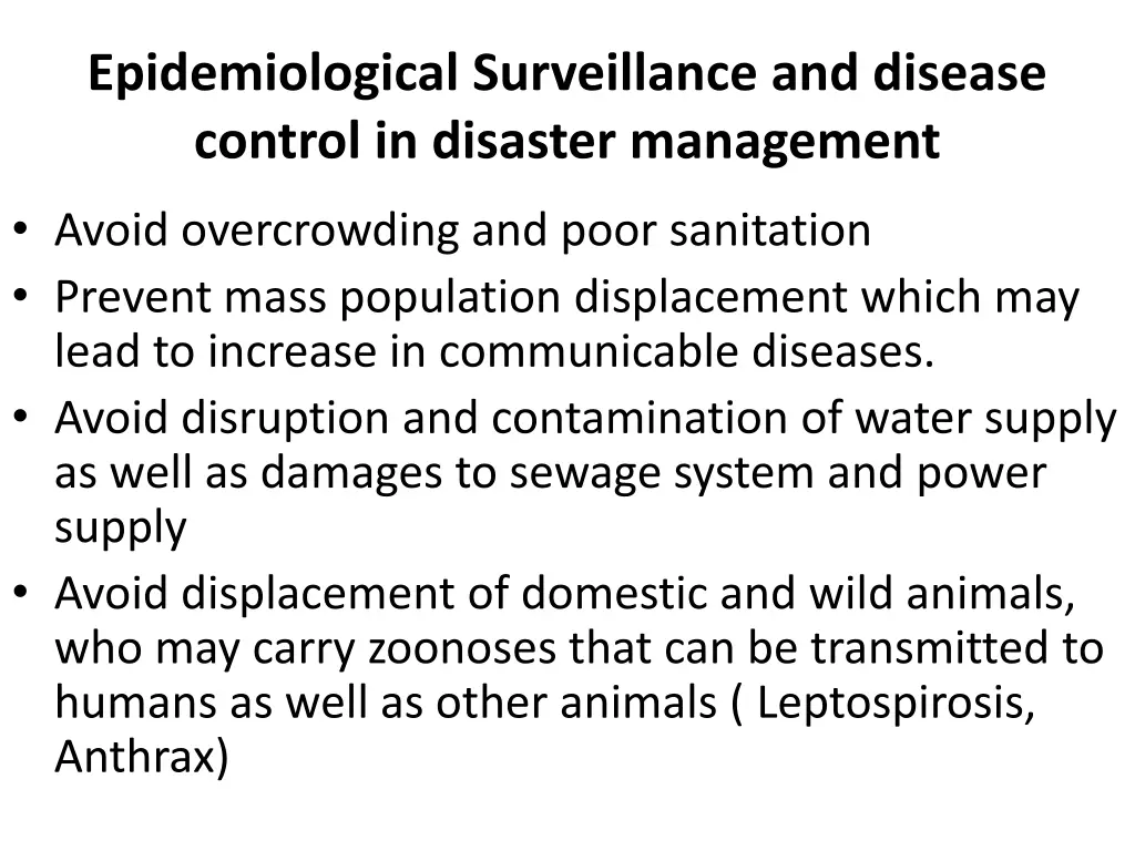 epidemiological surveillance and disease control