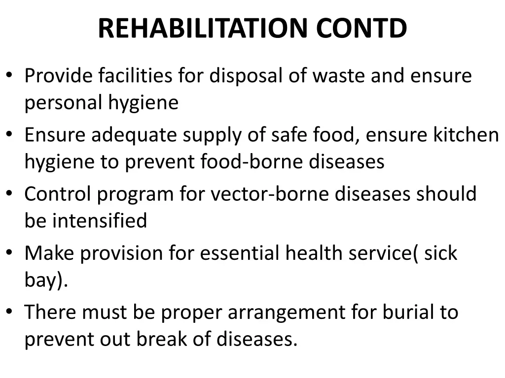 rehabilitation contd