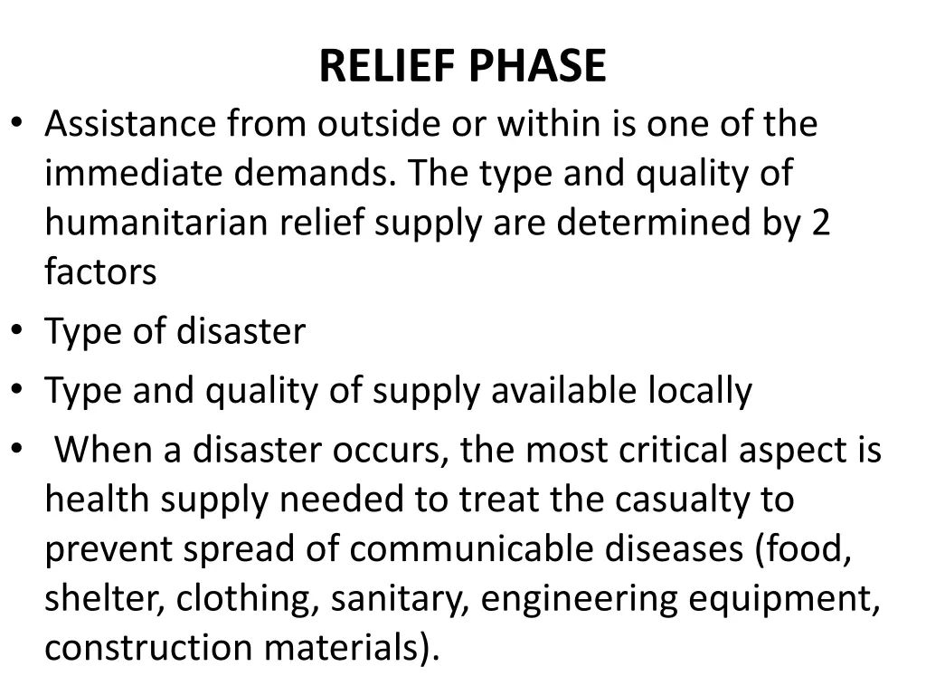 relief phase