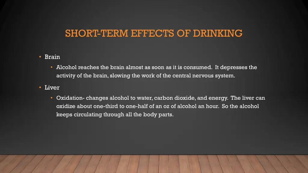 short term effects of drinking