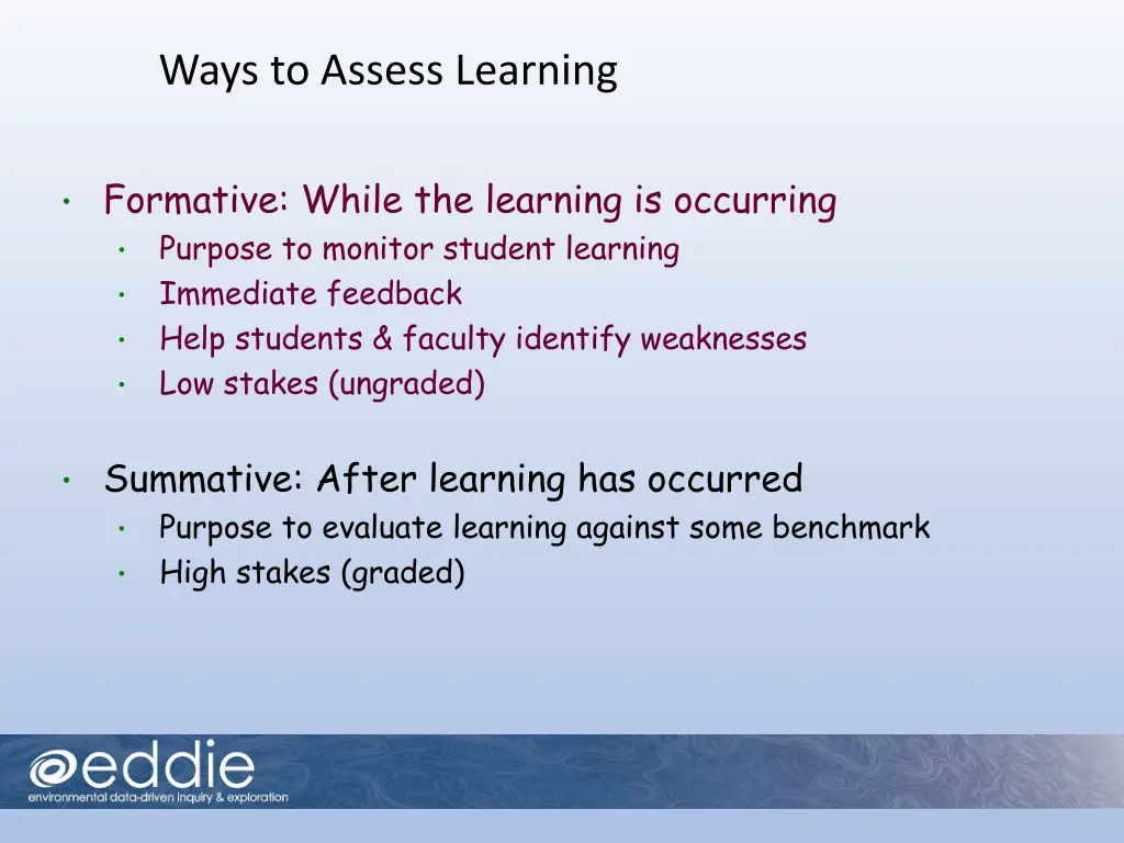 ways to assess learning