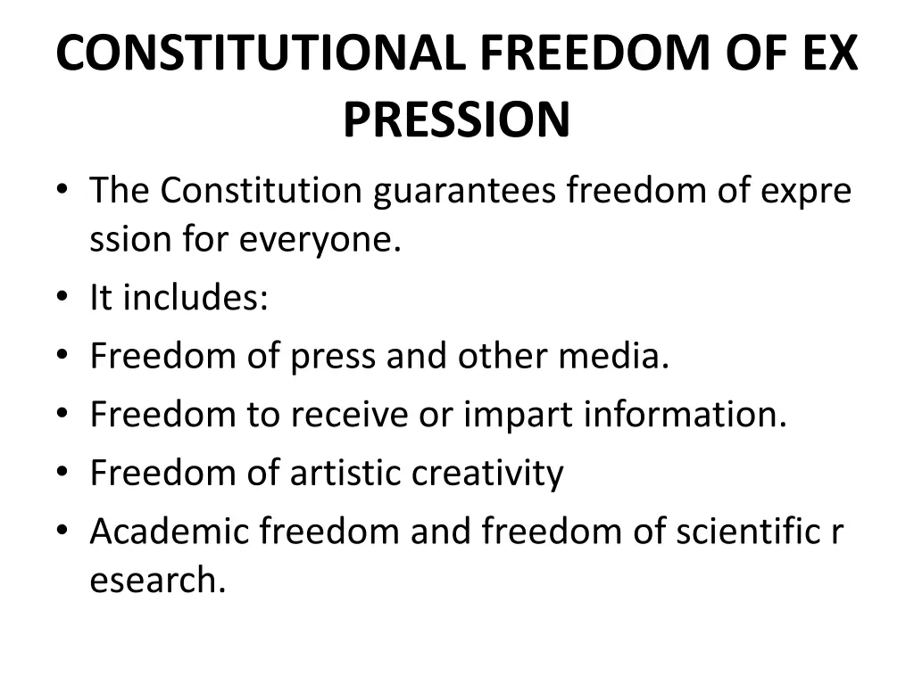 constitutional freedom of ex pression