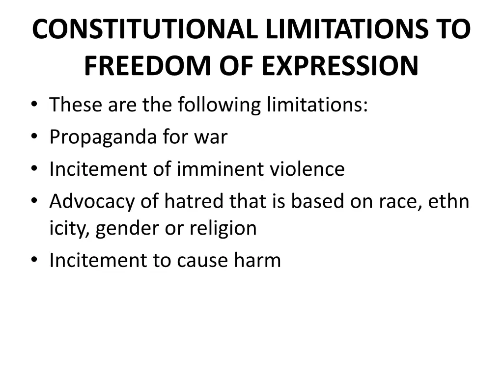 constitutional limitations to freedom