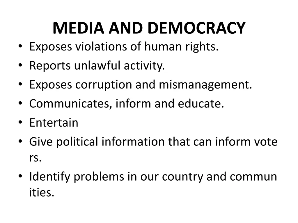 media and democracy exposes violations of human