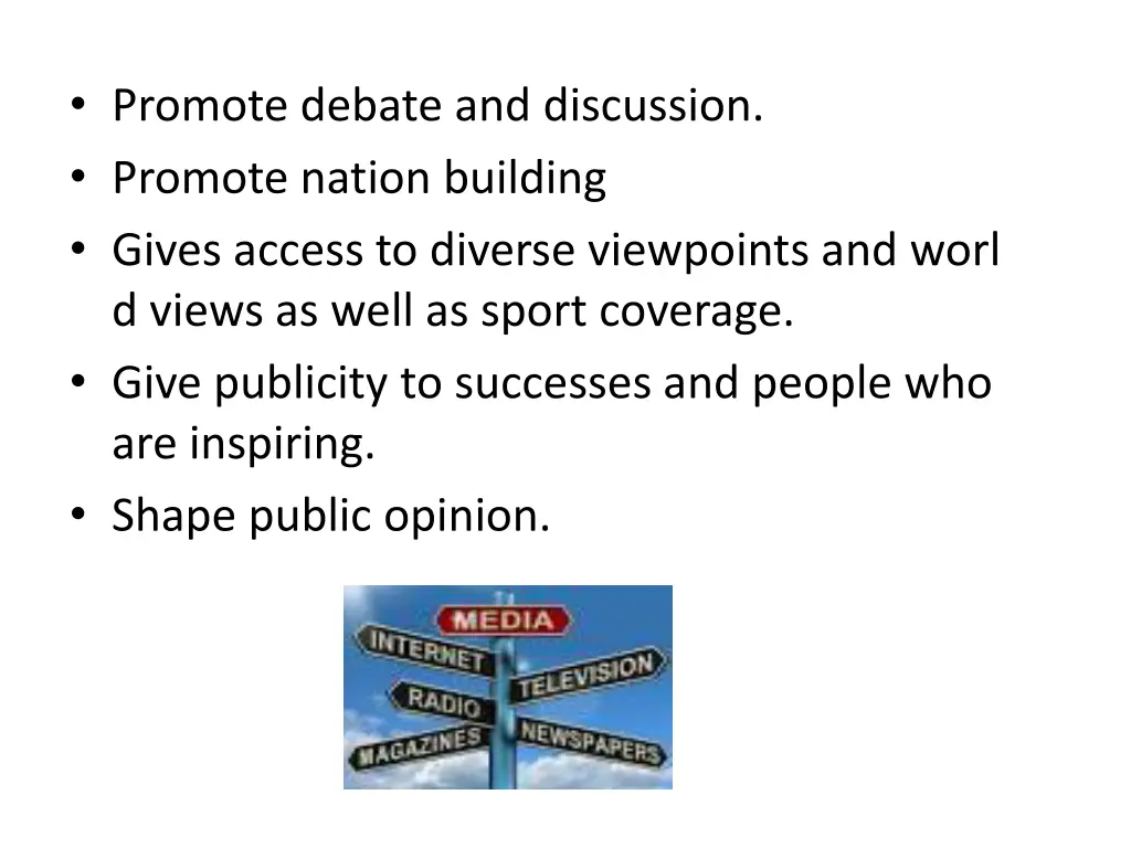 promote debate and discussion promote nation