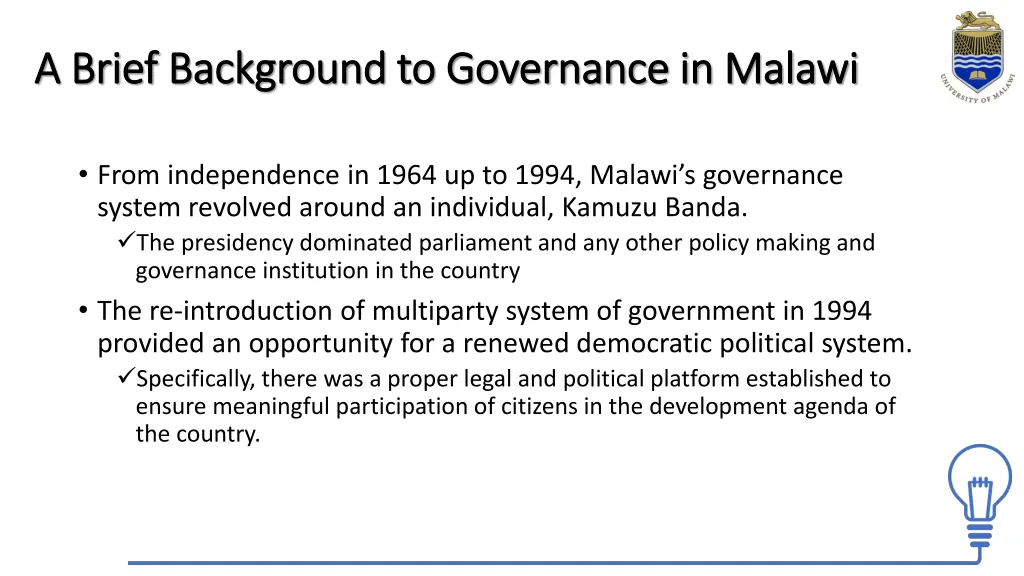 a brief background to governance in malawi