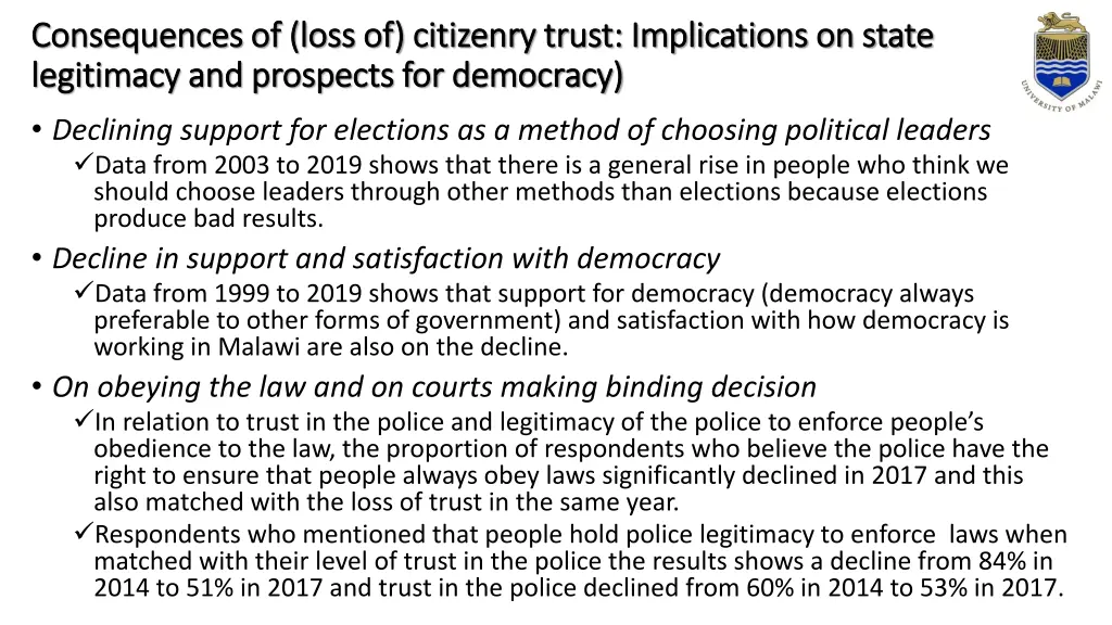 consequences of loss of citizenry trust