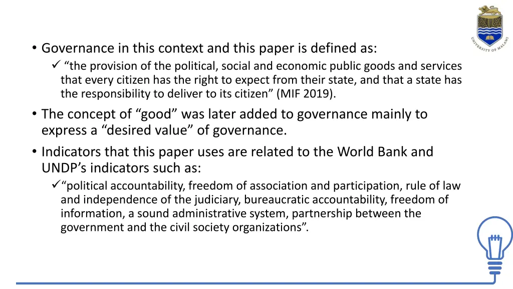 governance in this context and this paper