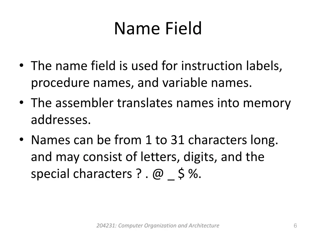 name field