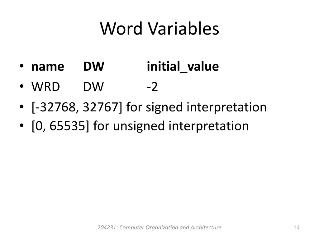 word variables