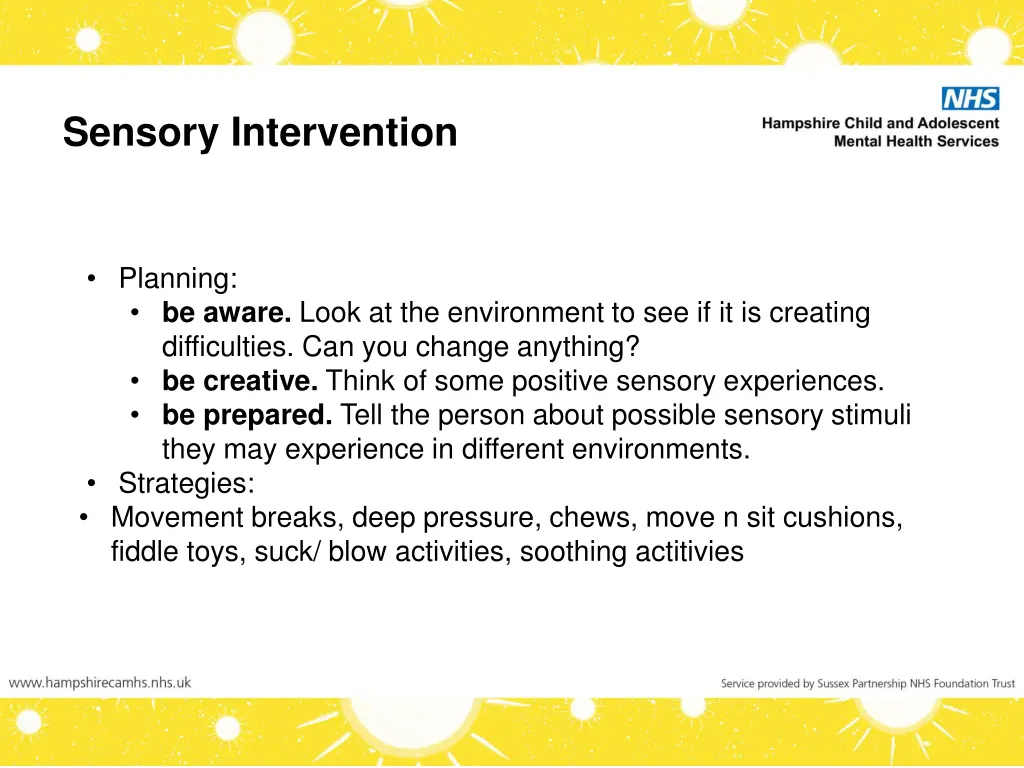 sensory intervention