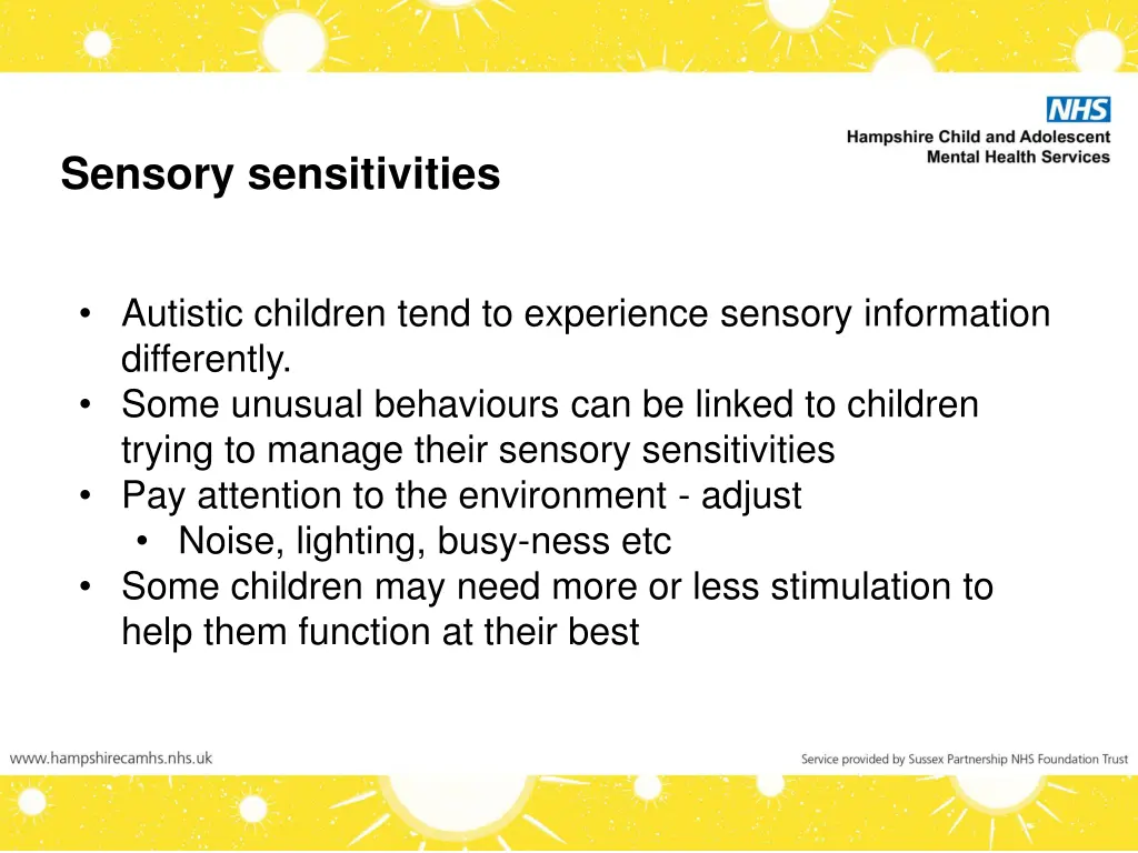 sensory sensitivities