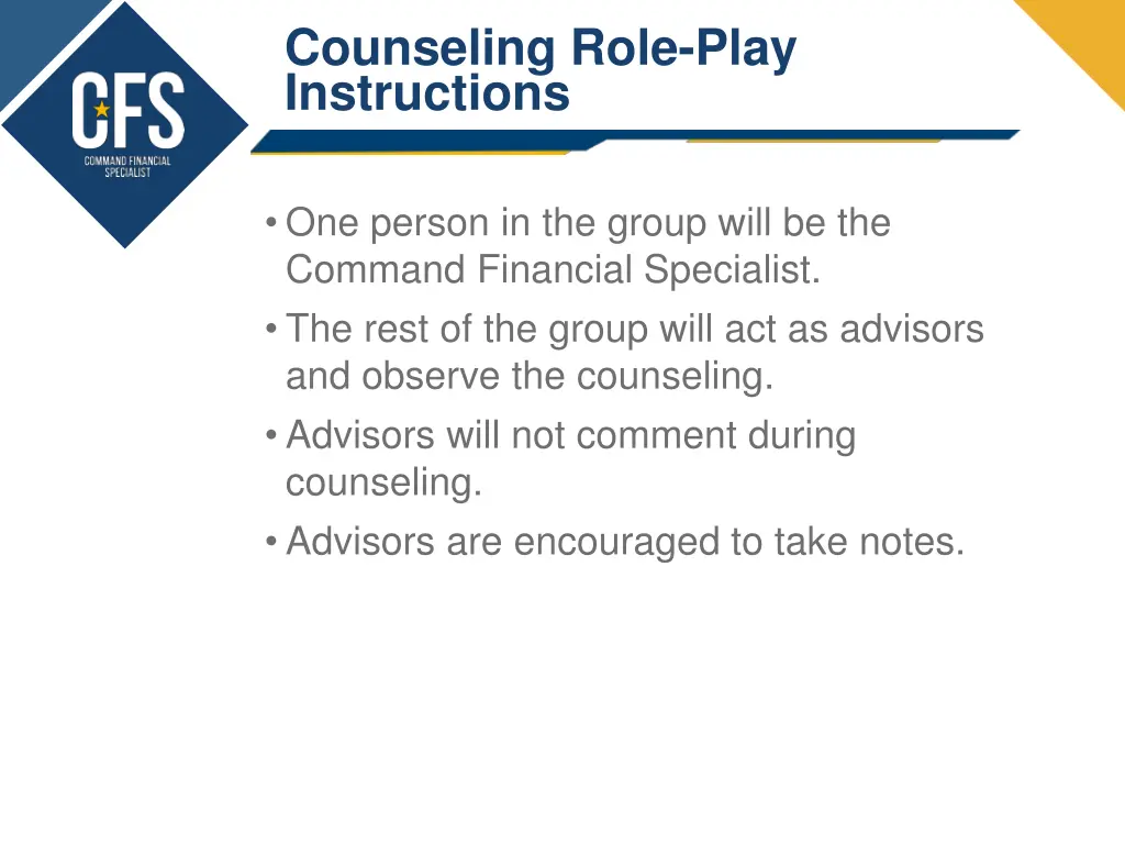 counseling role play instructions 1