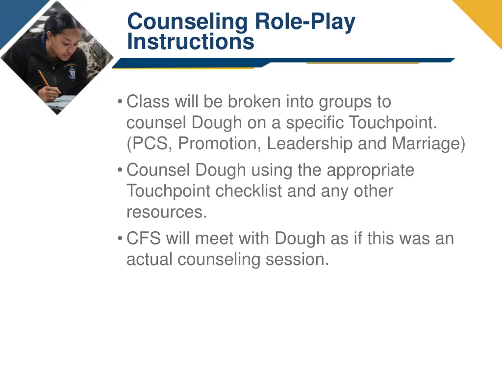 counseling role play instructions