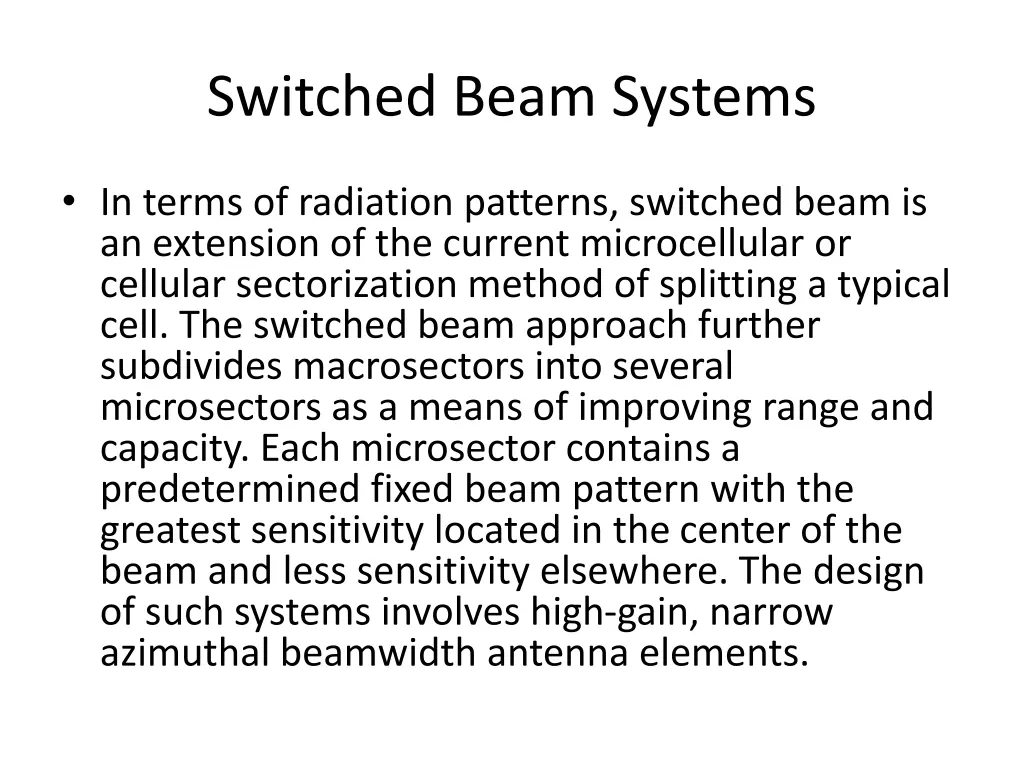 switched beam systems