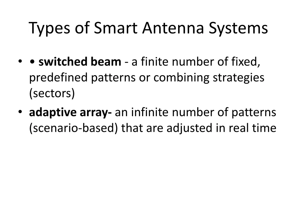 types of smart antenna systems