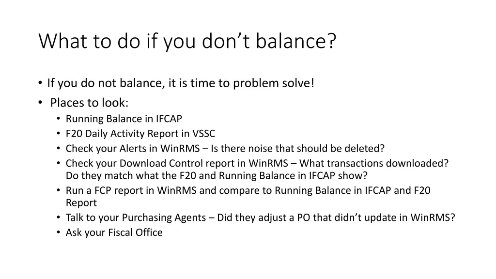 what to do if you don t balance