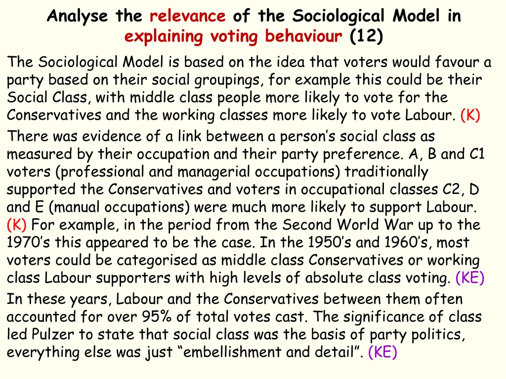 analyse the relevance of the sociological model 1