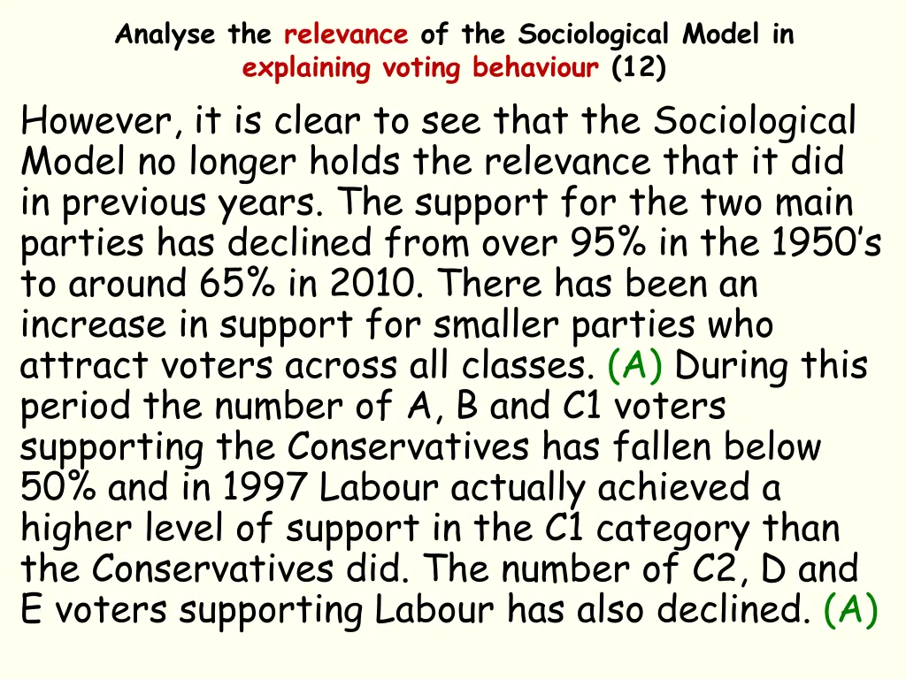 analyse the relevance of the sociological model 2