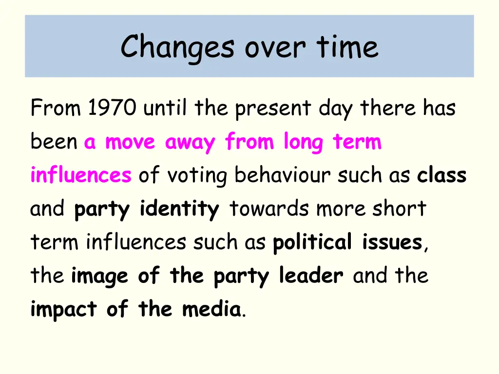 changes over time