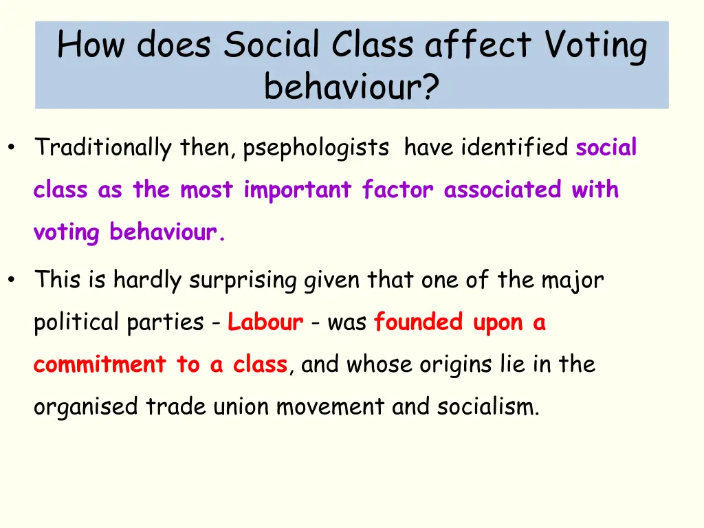 how does social class affect voting behaviour