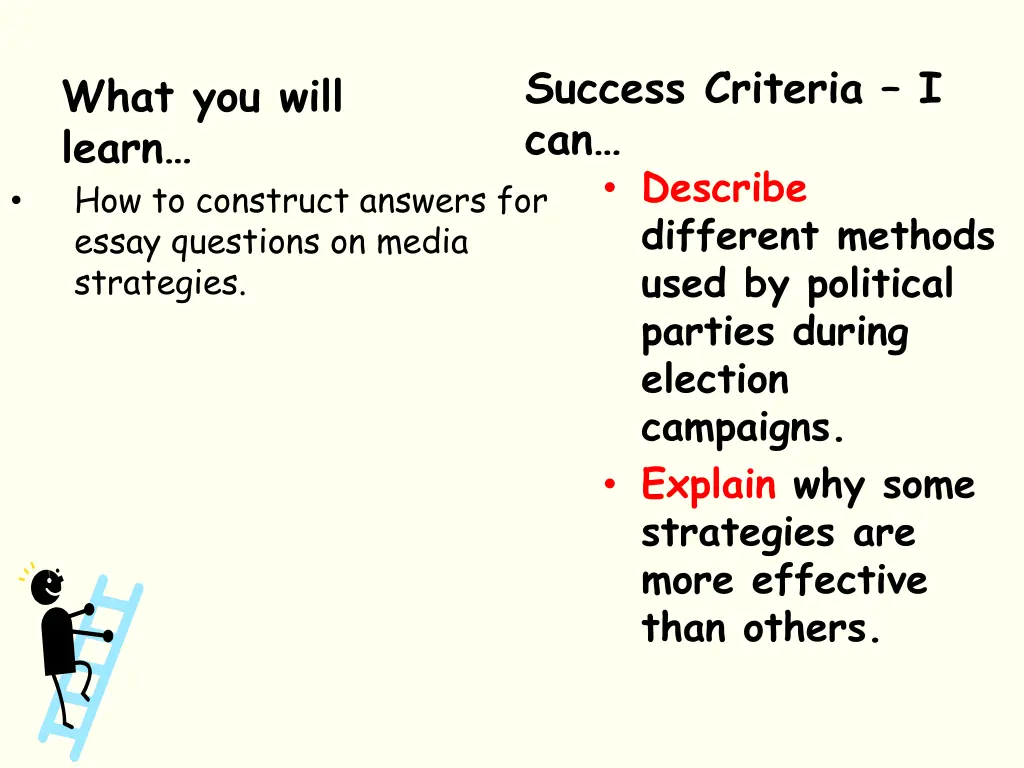 success criteria i can describe different methods