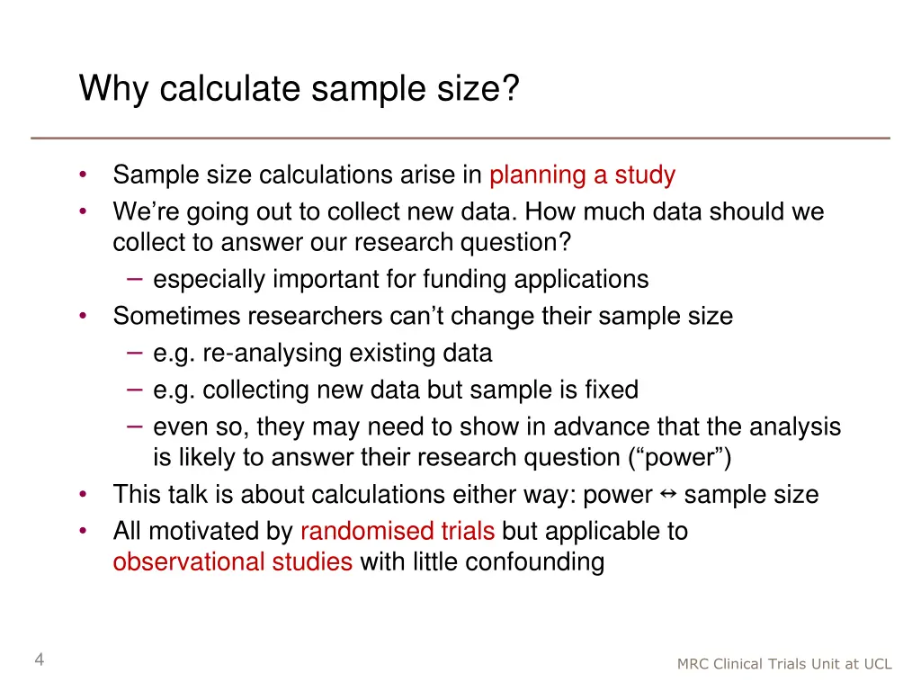 why calculate sample size