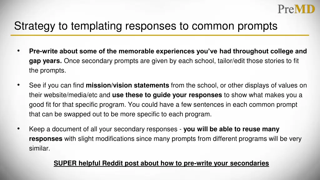 strategy to templating responses to common prompts