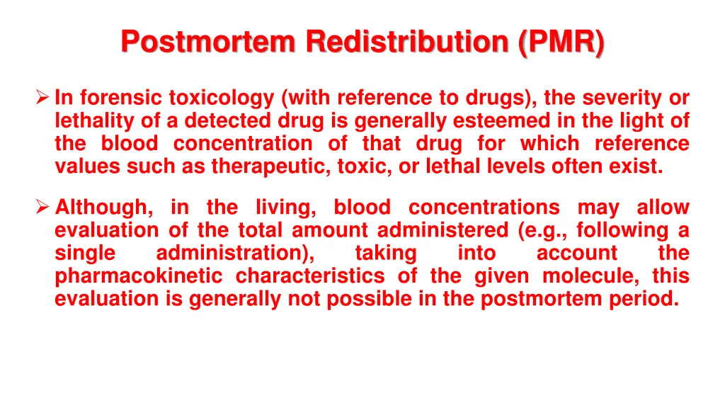 postmortem redistribution pmr 1