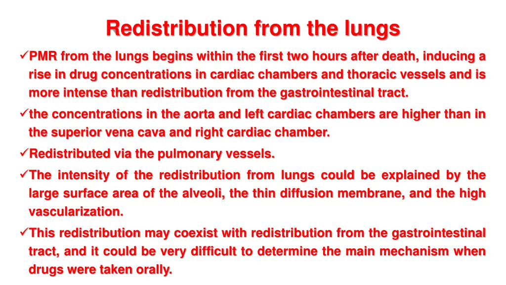 redistribution from the lungs