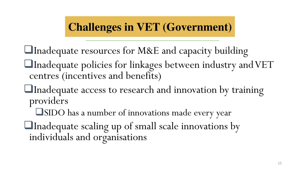 challenges in vet government