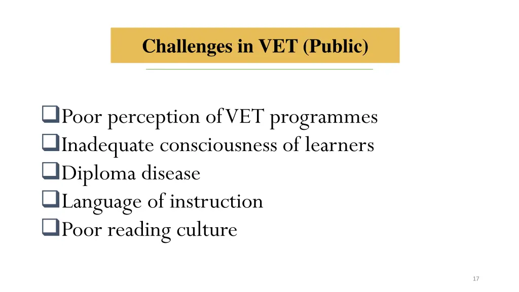 challenges in vet public