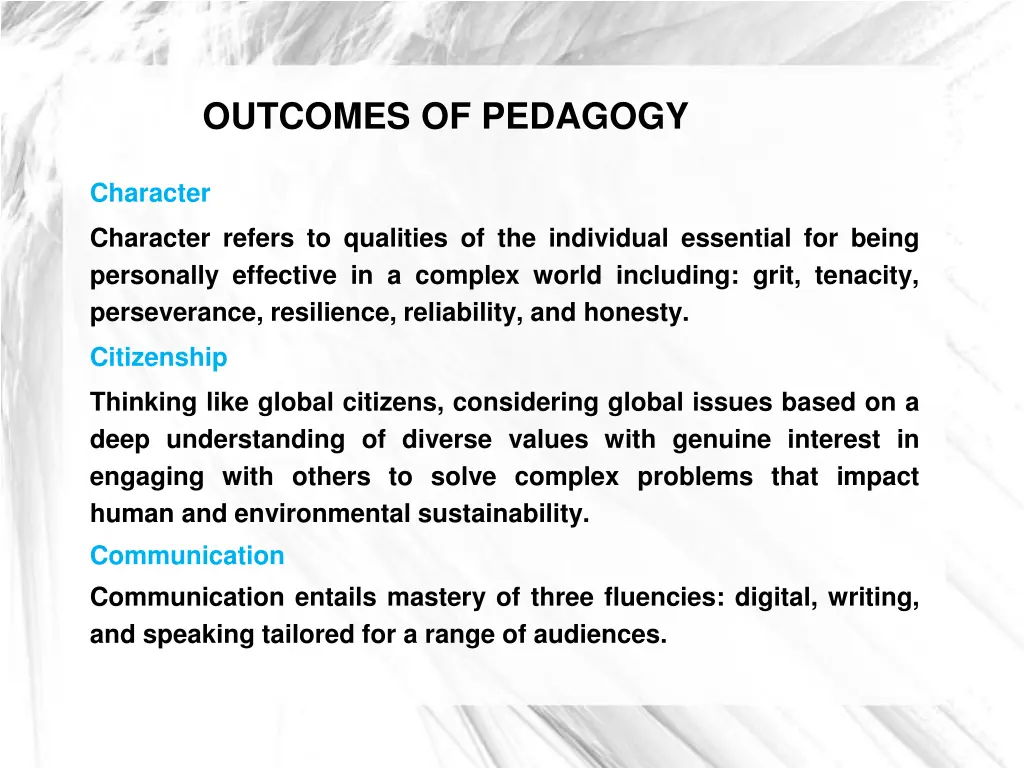 outcomes of pedagogy