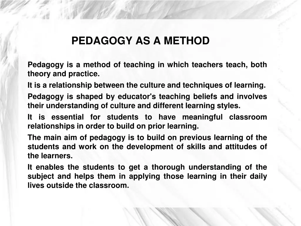 pedagogy as a method