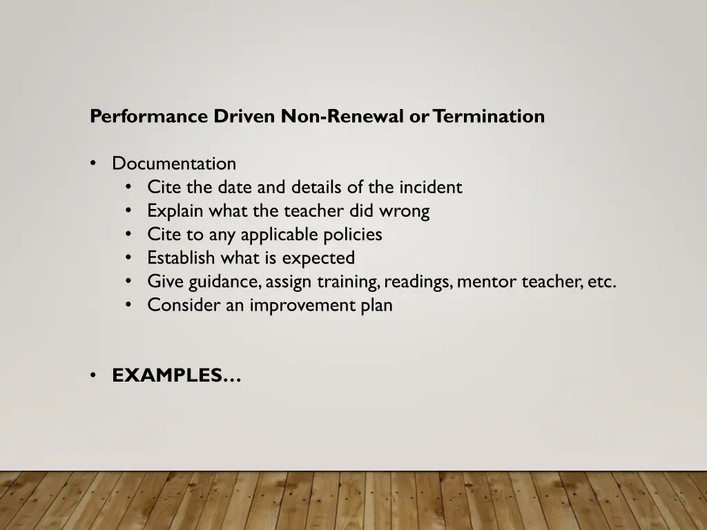 performance driven non renewal or termination 1