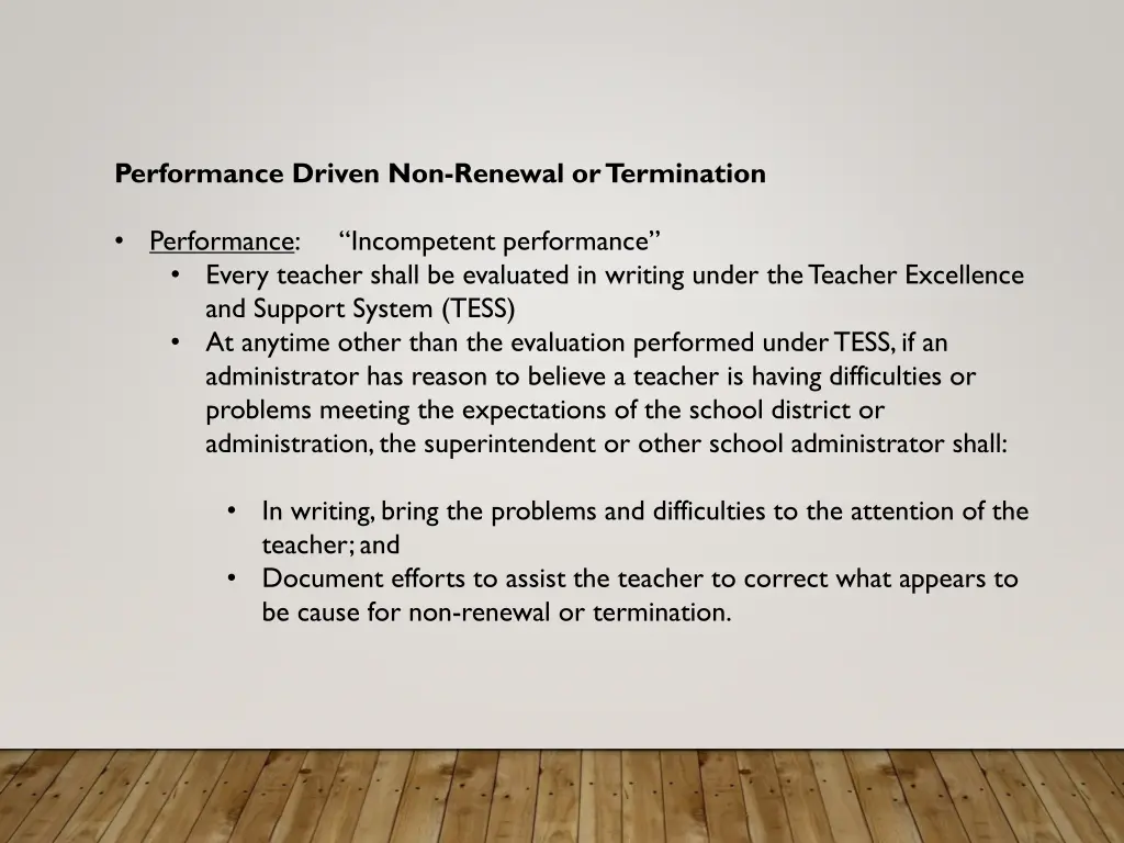 performance driven non renewal or termination 2