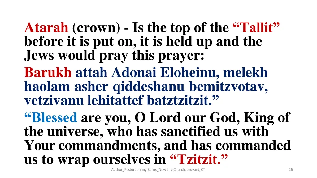 atarah crown is the top of the tallit before