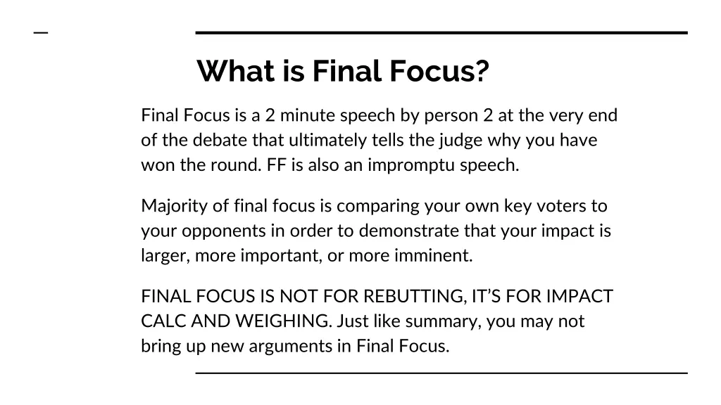 what is final focus